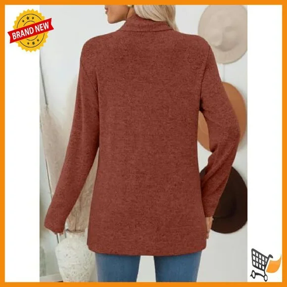 Lightweight Open Front Cardigan with Pockets - Long Sleeve Hip Length